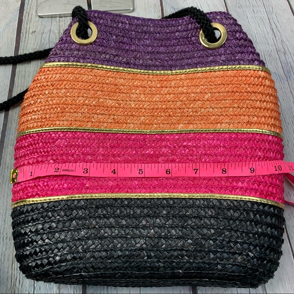 Vintage Chic Multicolor Straw Handbag Shoulder Bag - Picture 7 of 8